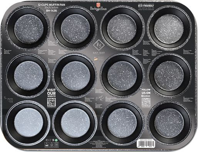 Tepsi për muffin Berlinger Haus BH 1436 Black Rose, jo ngjitëse, për çdo lloj përdorimi, e zezë