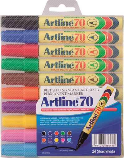 Сет перманентни маркери Artline EK70, 10 парчиња, повеќебојни