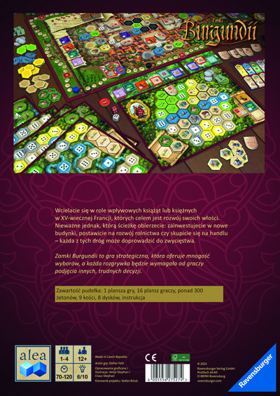 Lojë tavoline Ravensburger Alea The Castles of Burgundy, strategjike, për të rritur, me bojra nga të gjitha
