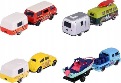 Set lodrash Majorette Volkswagen Camping 212055007, makina të vogla me rimorkio, shumëngjyrëshe