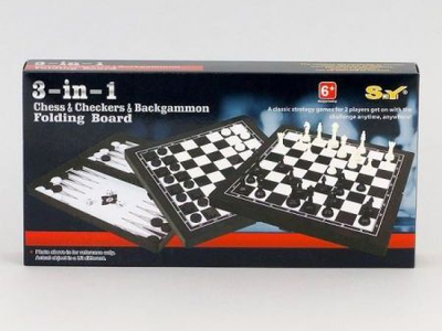 Lojë tavoline SY 3 në 1, shah damë backgammon, dërrasë palosëse, plastike