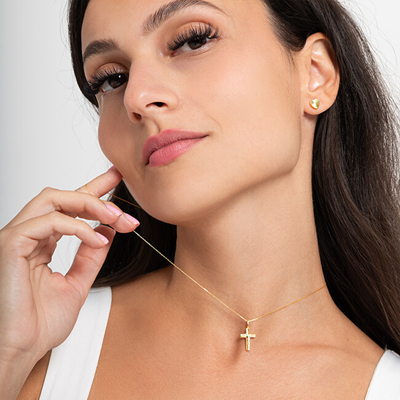 Pendant për varëse Brilio Cross Pendant 14/660.961ZIR, i artë