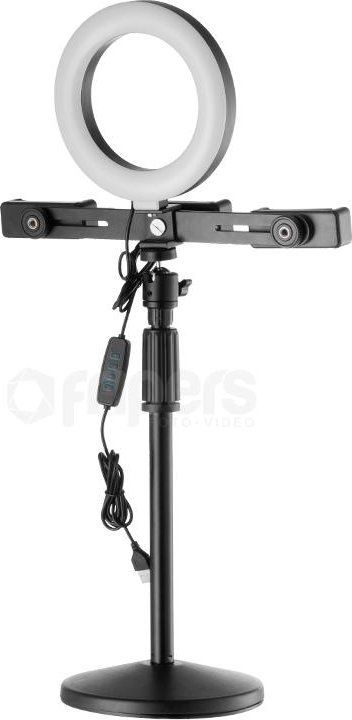 Set biure FreePower Vlog LED, unazë drite, mbajtës smartphone, i zi