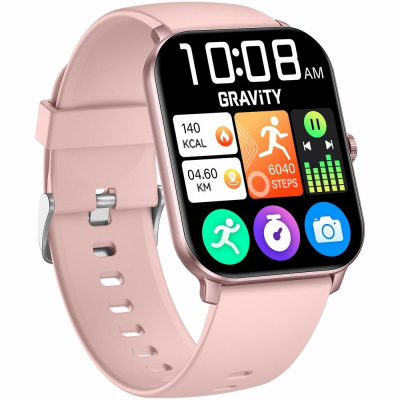 Orë e zgjuar Gravity GT36-1 Pink Gold, ekran katror, rrip silikoni rozë