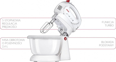 Mikser MPM MMR-17Z, 300W, 2.4L, i bardhë