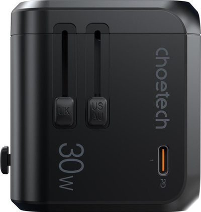 Karikues udhëtimi Choetech PD5008, 30W, 3x USB A 1x USB C, i zi
