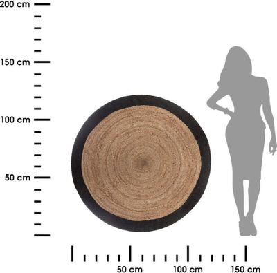 Tapet rrumbullak Atmosphera Round, juta, 120 cm, bezhë me kornizë të zezë