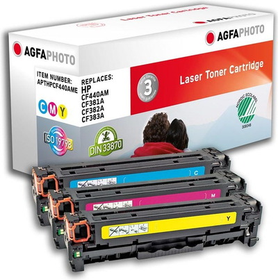 Сет тонери AgfaPhoto Replacement 312A CMY, компатибилен со HP 312A, повеќебоен
