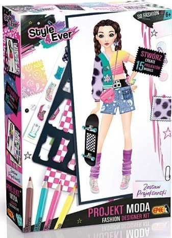 Set kreativ dizajn mode Style 4 Ever Fashion Designer Kit, 15 modele, për kalamaj