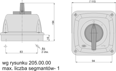 Çelës rrotullues Elektromet Łuk E25-53, 1P 25A, IP65, gri