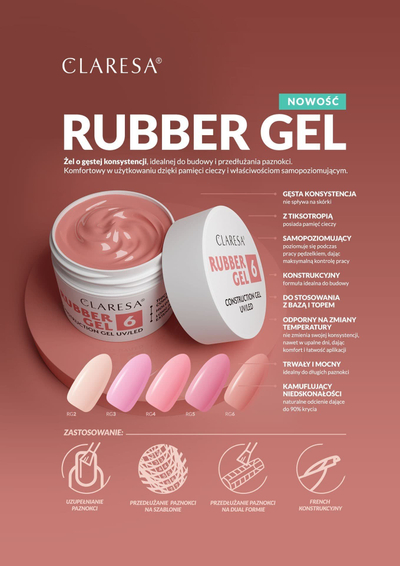 Xhel ndërtues për thonj Claresa Rubber Gel, UV LED, 12g, ngjyrë 05