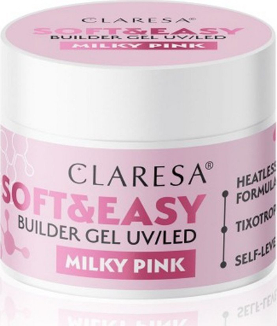 Xhel ndërtues për thonj Claresa Soft&amp;Easy, Milky Pink, 12 g