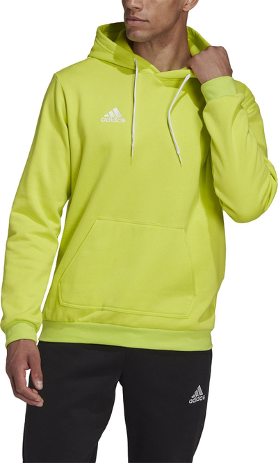 Bluzë me kapuç për burra Adidas Entrada 22 M HC5083, xhep kangur, pambuk poliester, e verdhë neon