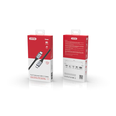 Kabllo Unitek, USB C / USB C, 1 m, e zezë