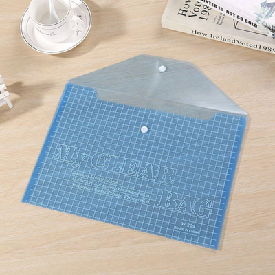 Dosje plastike me kapëse Deli A4, transparente, set 20 copë, blu