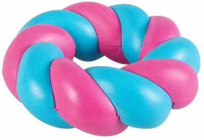 Lodër për qen Coockoo Mallow Ring, unazë gome e fortë, rozë e blu