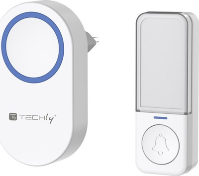Zвоно за врата со интерфон Techly I-BELL-RING05, без кабли, IP56, бела