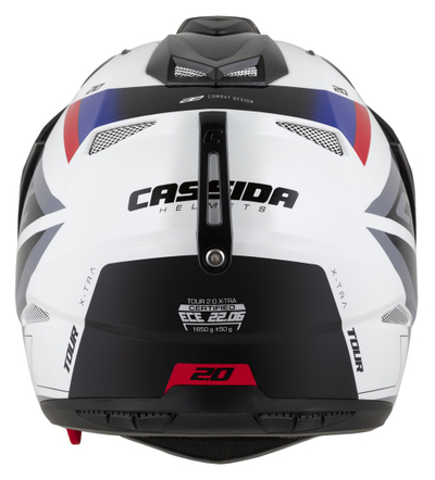 Helmetë moto CASSIDA Tour 2.0 X-tra, Pinlock ready, i bardhë blu kuqe zi