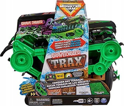 Lodër makinë me telekomandë Monster Jam Grave Digger Trax, shkalla 1:15, për çdo lloj terreni, jeshile me të zezë