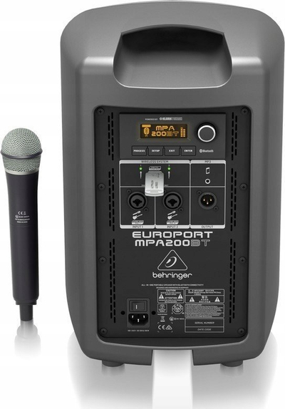 Kuti zëri portabël Behringer Europort MPA200BT, 200W, Bluetooth, e zezë