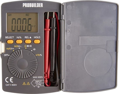 Multimetër dixhital Probuilder, CAT II 600V, me sonda matëse, gri
