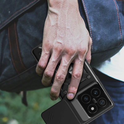 Maskë telefoni Tech-protect Camshield Pro për Xiaomi 14T Pro, me unazë 360°, me kapak kamere, e zezë
