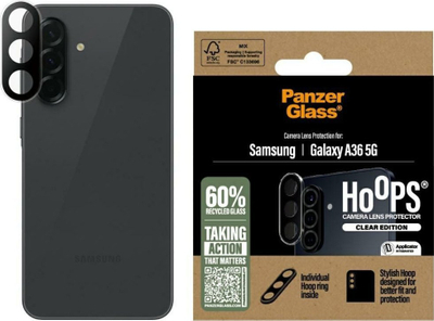 Mbrojtës kamere PanzerGlass Hoops për Samsung Galaxy A36 5G, xham i temperum, transparent