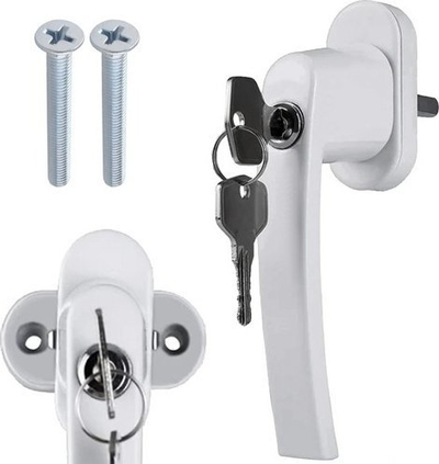 Dorezë dritareje me çelës Window Handle 23438, universale, plastike dhe metal, e bardhë