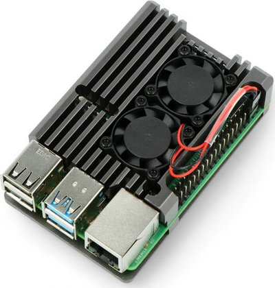 Метално куќиште JustPi за Raspberry Pi 4B DNG-16012, со 2 вентилатори