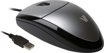 Maus V7 Optical, me kabllo, USB, i zi dhe i argjendtë