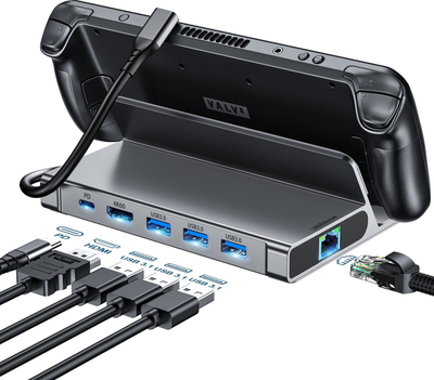 Dock USB C Choetech HUB M50 për Steam Deck, 6 në 1, 100W, alumini, gri