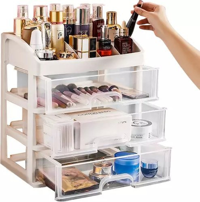 Organizues plastik SOULIMA, me 3 sirtarë të tejdukshëm, 27x23.5cm, ngjyrë qumështi