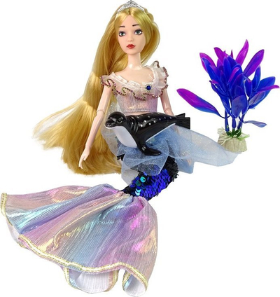Kукла сирена Emily Mermaid, со аксесоари, опашка што ја менува бојата, зелена