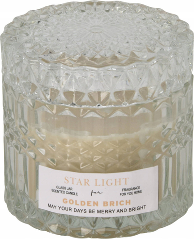 Kandël aromatike Home Styling Golden Brich, në kavanoz qelqi, parafinë, transparente