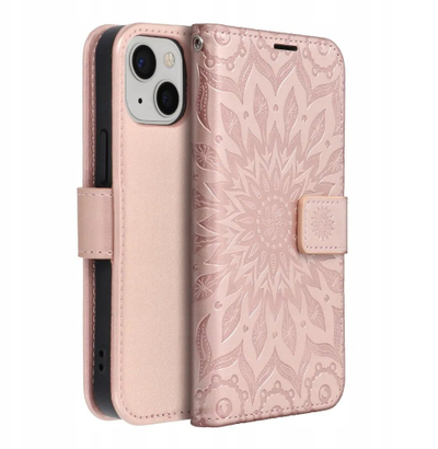 Këllëf libri Forcell MEZZO për iPhone 13 Mini, mandala, rozë gold