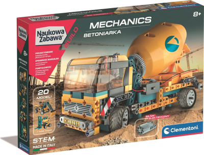 Set konstruktues Clementoni Mechanics Laboratory Concrete Mixer, 250 pjesë, me motor elektrik