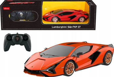 Makinë lodër RC Rastar Lamborghini Sian FKP 37, shkallë 1:24, me telekomandë, portokalli