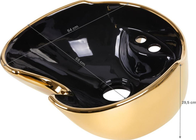 Lavaman flokësh Gabbiano Wash Bowl, ergonomik, për sallon, i artë me të zi