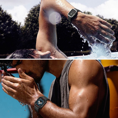 Byzylyk me kasë mbrojtëse Hurtel Protect Strap për Apple Watch 41 40 38mm, i fortë, blu
