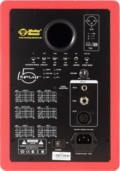 Monitor studio Monkey Banana Lemur5, 110W, 2‑drejtimësh, i kuq