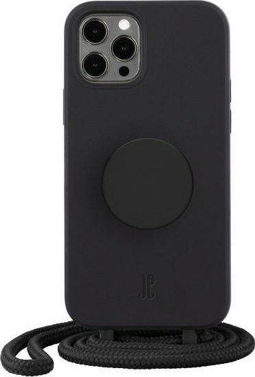 Futrollë Just Elegance PopGrip për Apple iPhone 12 Pro Max, TPU, me mbajtëse, e zezë