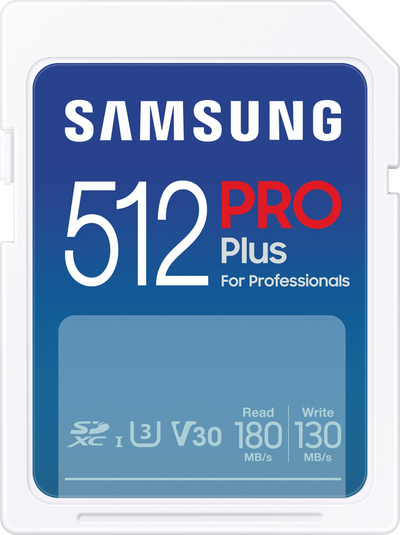 Kartë memorie Samsung PRO Plus SDXC, 512GB, U3 V30, blu