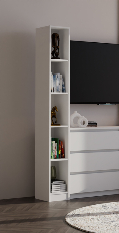 Raft rrotullues për libra EUGAD 0009SHG, 4 nivele, MDF, i bardhë