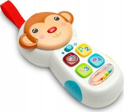 Lodër telefon edukative Toyz Monkey, me butona muzikorë, me pasqyrë, i bardhë