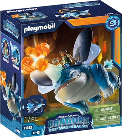 Set lodrash Playmobil Dragons The Nine Realms 71082 Plowhorn dhe D’Angelo, 17 copa, për kalamaj 4-10 vjeç, shumëngjyrësh