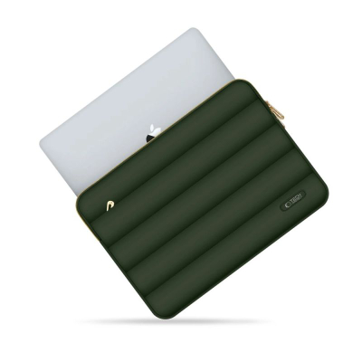 Çantë mbrojtëse laptopi Tech-Protect Puffy, 15-16", me xhep për aksesorë, jeshile army
