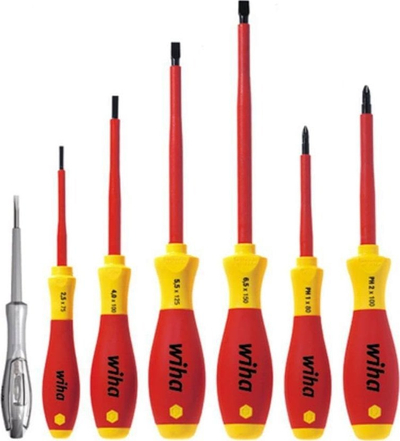 Set kaçavidash elektrike Wiha SoftFinish 00834, 7 pjesë, VDE 1000V, shumëngjyrësh