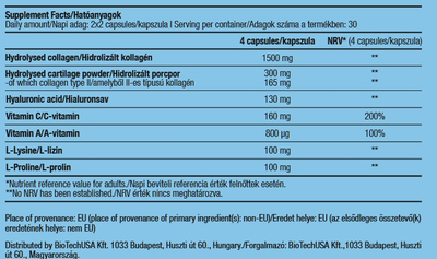 Kapsula BioTechUSA Hyaluronic & Collagen, 120 kapsula