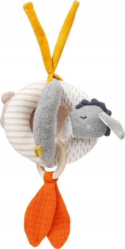 Lodër varëse për bebe Baby Fehn fehnNATUR Grasping Ball, top kapës, gri portokalli