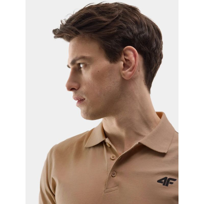 Bluzë polo për burra 4F Sports, pambuk 100%, bezhë